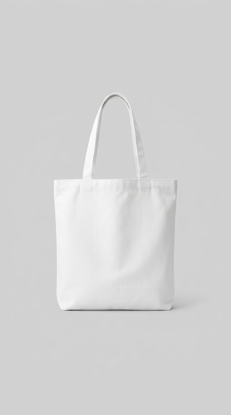 White team tote bag with handwritten graphics