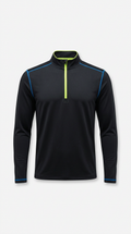 Game black athletic quarter-zip top with neon accents